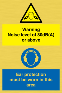 Warning Noise level of 80dB(A) or above. Ear protection must be worn in this area